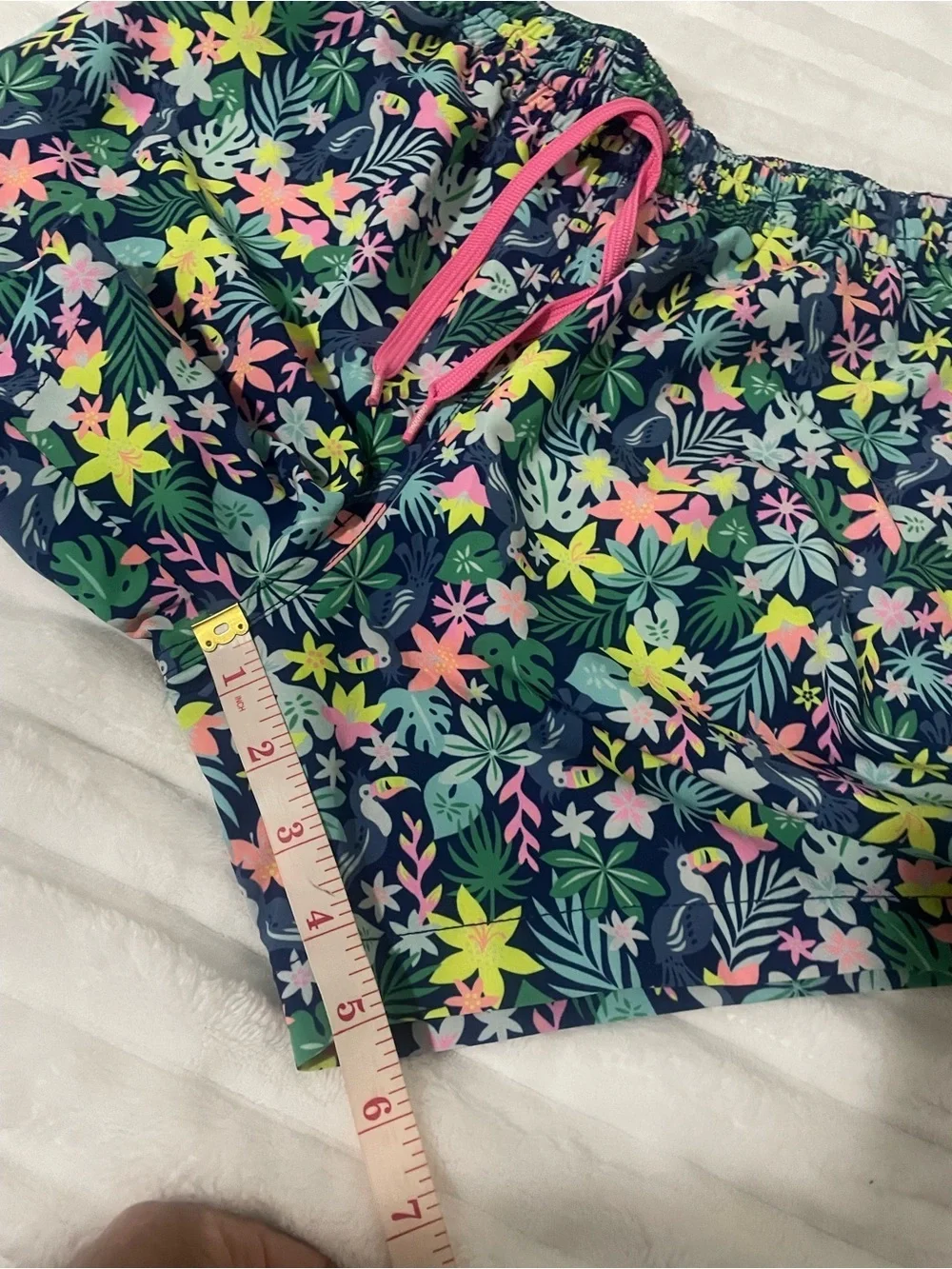 chubbies Black Tropical Floral Swim Trunks with Multicolor Print